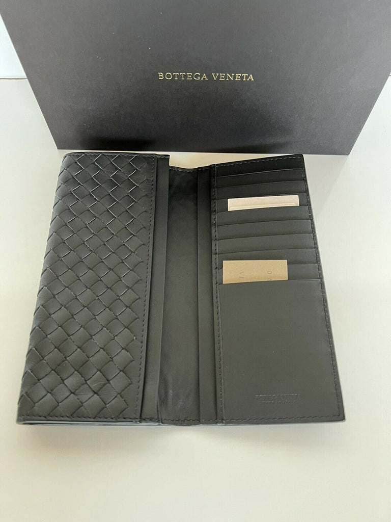 Neu mit Etikett: 679 $ Bottega Veneta Slim Intrecciato Leder Kartenetui Grau Italien 120697 
