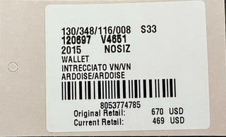Neu mit Etikett: 679 $ Bottega Veneta Slim Intrecciato Leder Kartenetui Grau Italien 120697 