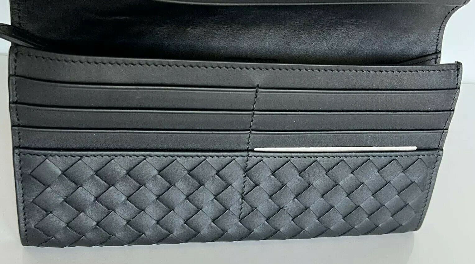 Neu mit Etikett: 820 $ Bottega Veneta Slim Intrecciato Leder Kartenetui Schwarz Italien 156819 