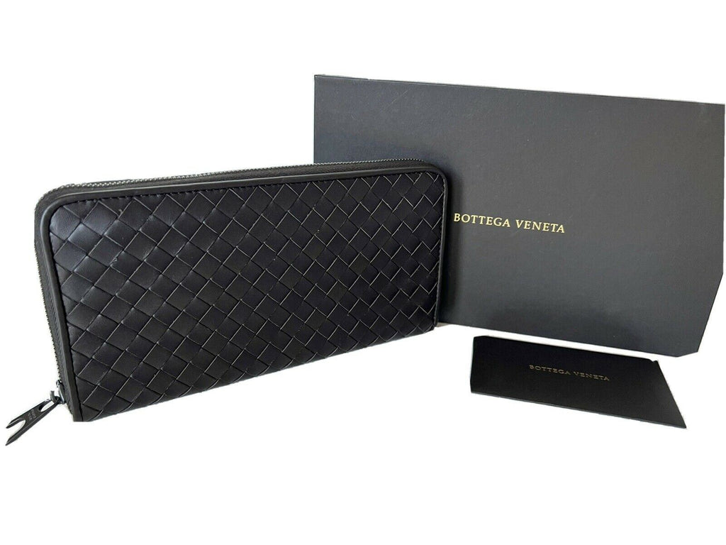 Neu mit Etikett: 800 $ Bottega Veneta Intrecciato Reißverschluss Kalbsleder-Geldbörse Espresso 510643 