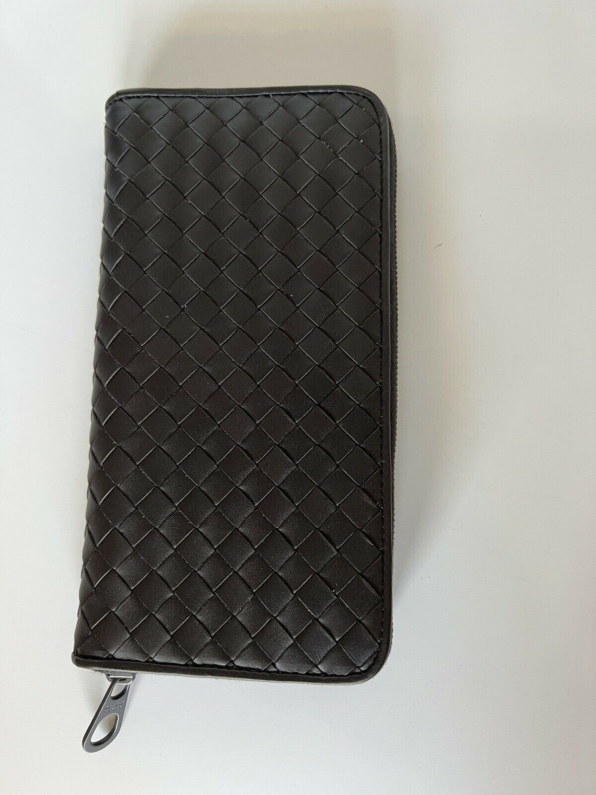 NWT $800 Bottega Veneta Intrecciato Zipper Calf Leather Wallet Espresso 510643