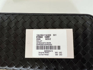Neu mit Etikett: 800 $ Bottega Veneta Intrecciato Reißverschluss Kalbsleder-Geldbörse Espresso 510643 