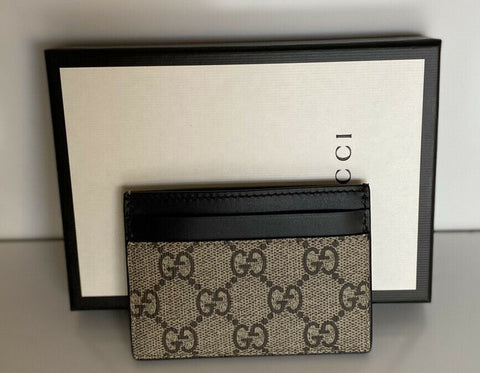 New Gucci GG Tiger Print Bengal Black/Brown Leather Card Case Italy 597554