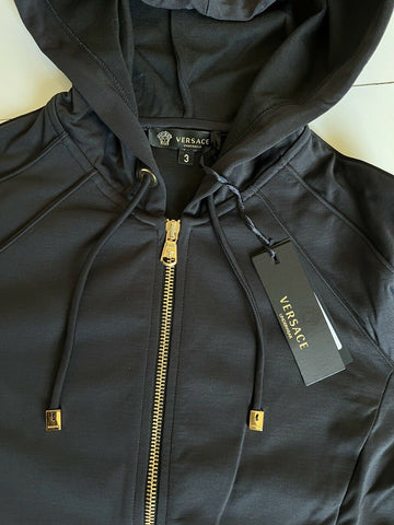 NWT $625 Versace Women's Zip Front Black Sweatshirt Hoodie Jacket 3 (M) Italy