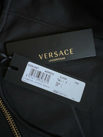 NWT $625 Versace Women's Zip Front Black Sweatshirt Hoodie Jacket 3 (M) Italy