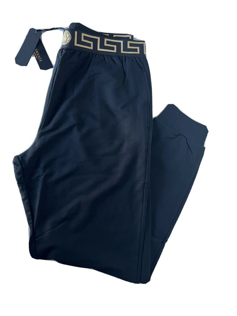 Neu mit Etikett: Schwarze Herren-Trainingshose mit Medusa und Greca-Bordüre von Versace, Größe 7 (XL), Italien 15011 