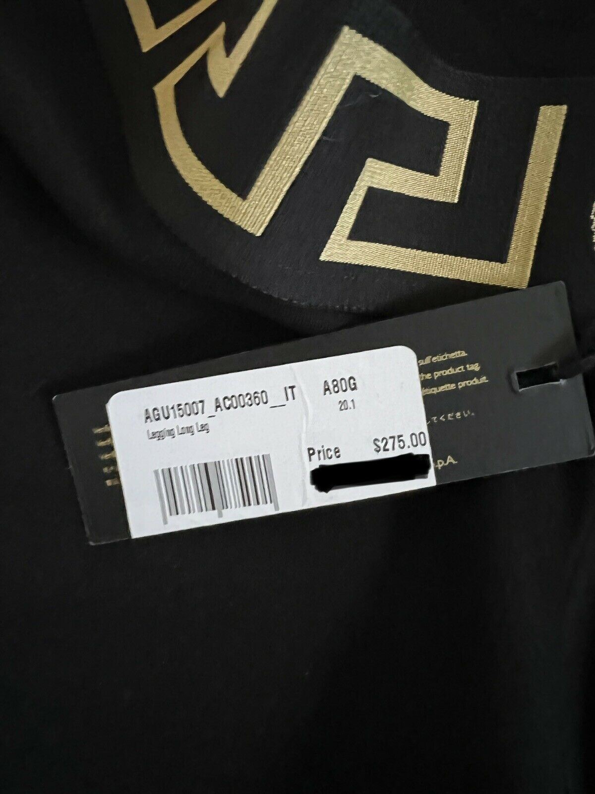 NWT $275 Versace Men's Black Medusa Greca border Track Pants 7 Made in Italy