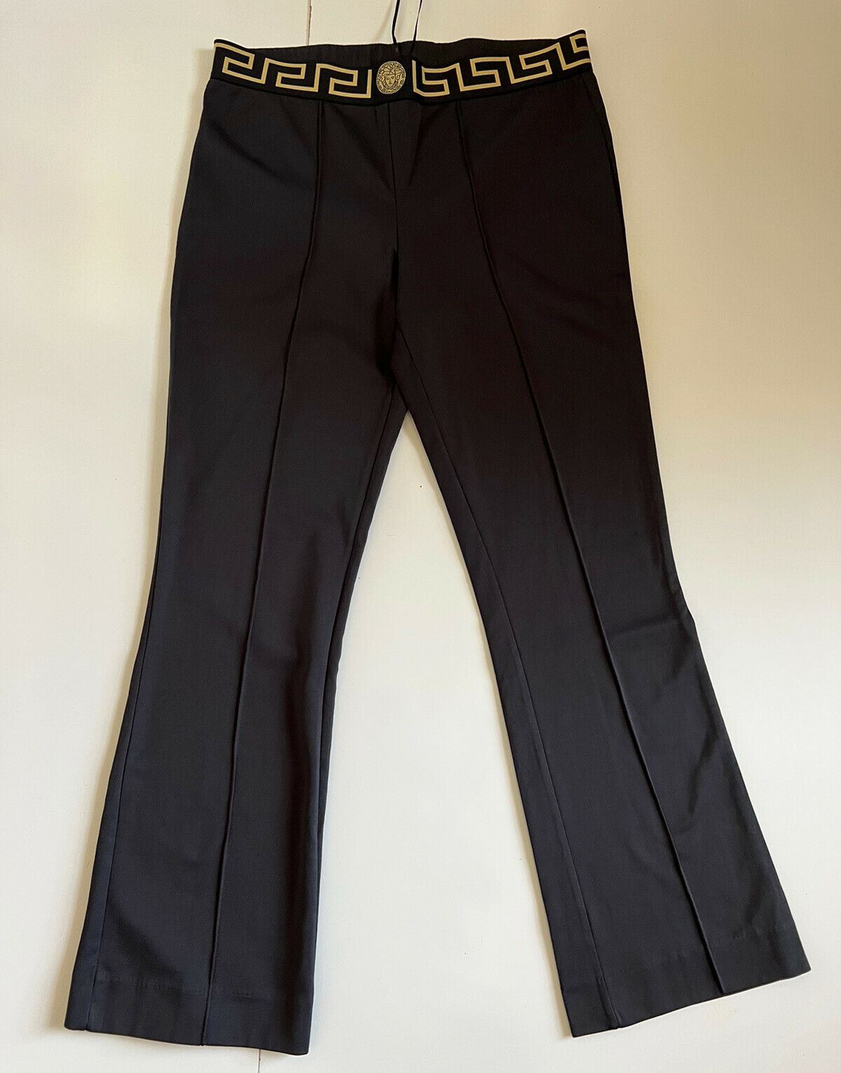 NWT $350 Versace Women's Black Medusa Greca border Track Pants 5 Made in Italy