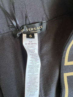 Neu mit Etikett: 350 $ Versace Damen-Trainingshose mit Medusa und Greca-Bordüre in Schwarz, 5, hergestellt in Italien 