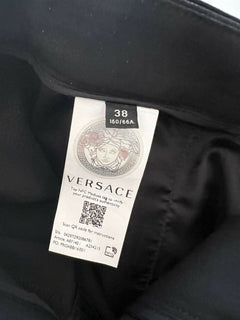 Neu mit Etikett: 1525 $ Versace Damen-Wollhose mit mehreren Reißverschlüssen in Schwarz 4 US (38 Euro) A87140 IT 