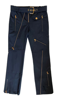Neu mit Etikett: 1525 $ Versace Damen-Wollhose mit mehreren Reißverschlüssen in Schwarz 4 US (38 Euro) A87140 IT 