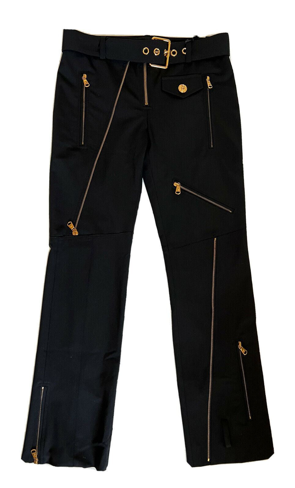 NWT $1525 Versace Women's Black Multi Zip Wool Pants 8 US (42 Euro) A87140 IT