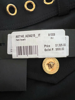 Neu mit Etikett: 1525 $ Versace Damen-Wollhose mit mehreren Reißverschlüssen in Schwarz 8 US (42 Euro) A87140 IT 