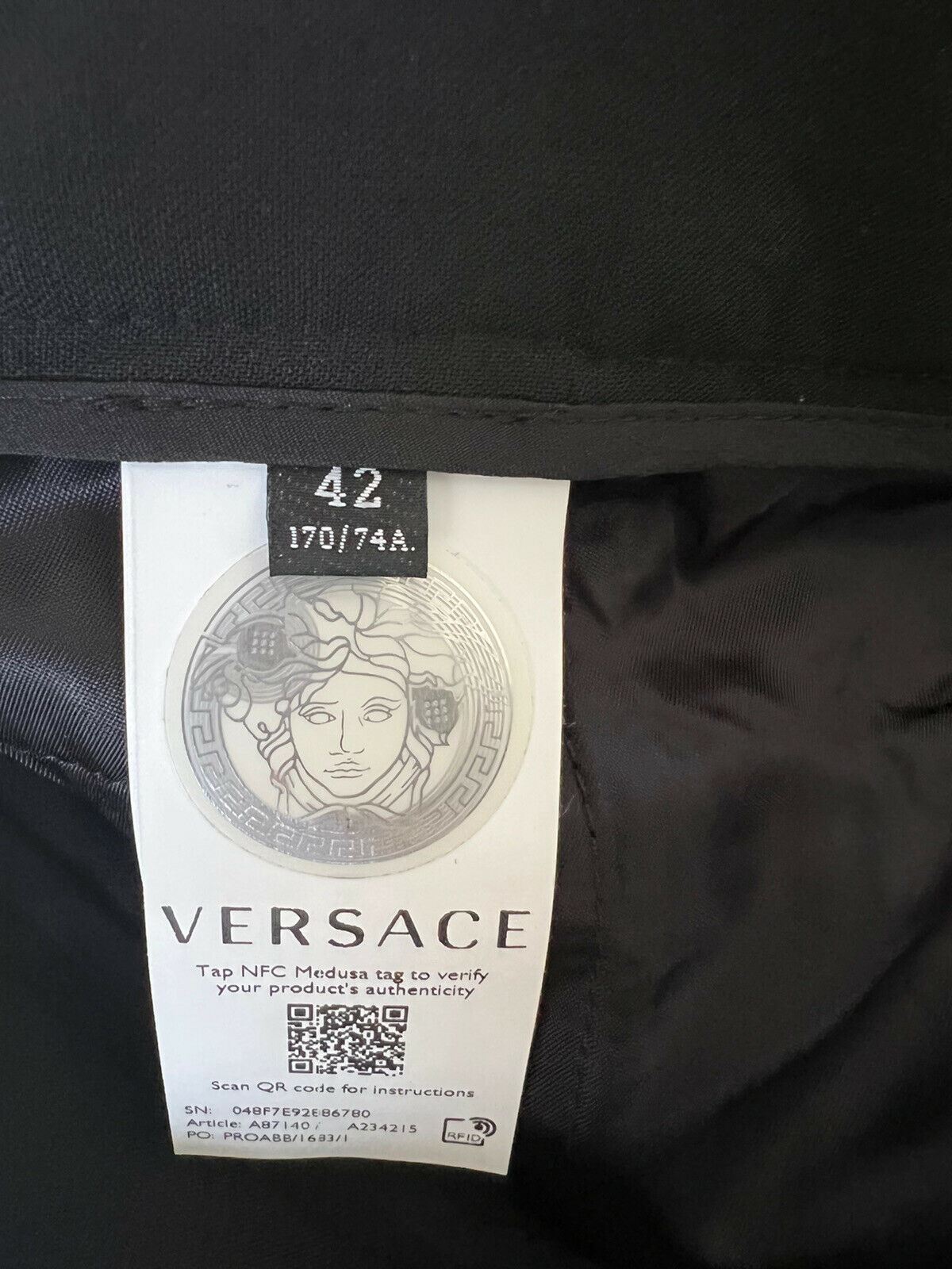 Neu mit Etikett: 1525 $ Versace Damen-Wollhose mit mehreren Reißverschlüssen in Schwarz 8 US (42 Euro) A87140 IT 