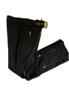 Neu mit Etikett: 1525 $ Versace Damen-Wollhose mit mehreren Reißverschlüssen in Schwarz 8 US (42 Euro) A87140 IT 