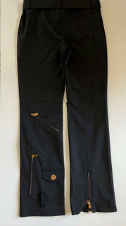 Neu mit Etikett: 1525 $ Versace Damen-Wollhose mit mehreren Reißverschlüssen in Schwarz 8 US (42 Euro) A87140 IT 