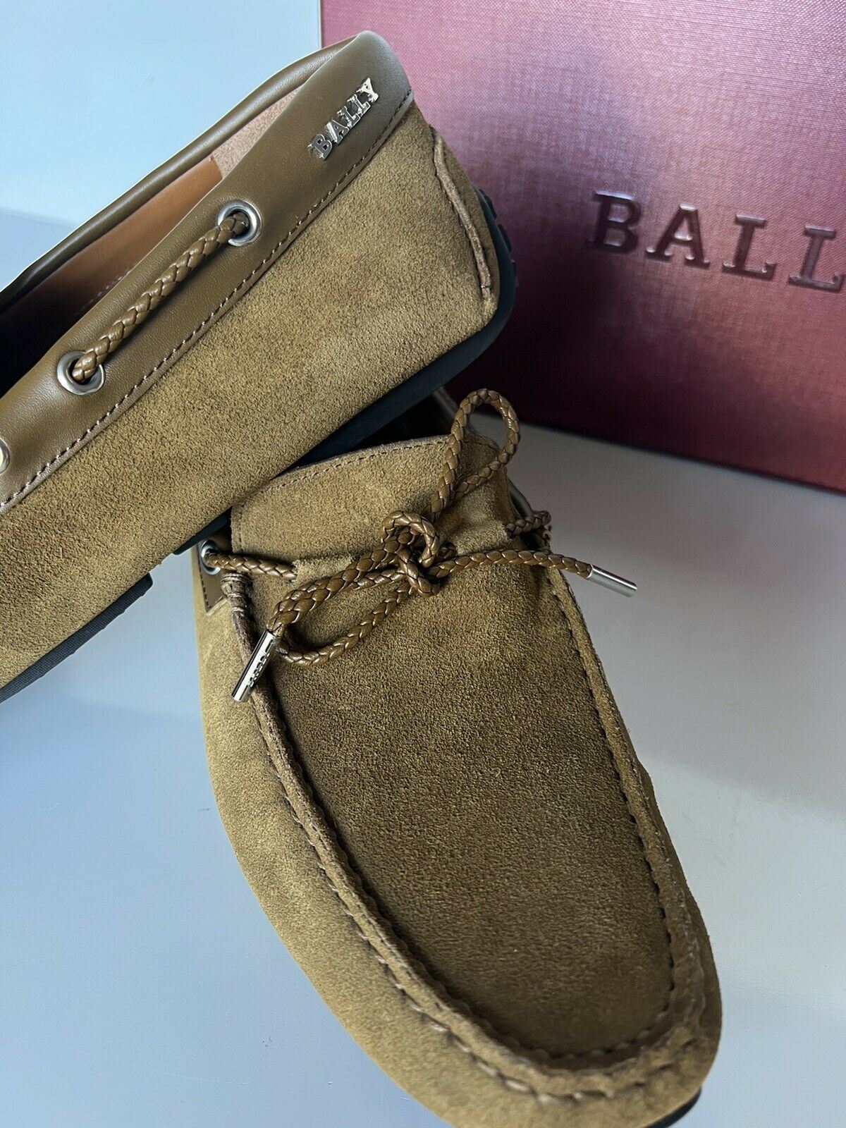 NIB Bally Pindar Men's Suede Drivers Shoes Kangaroo 8 EEE US (41 Euro) IT 73612