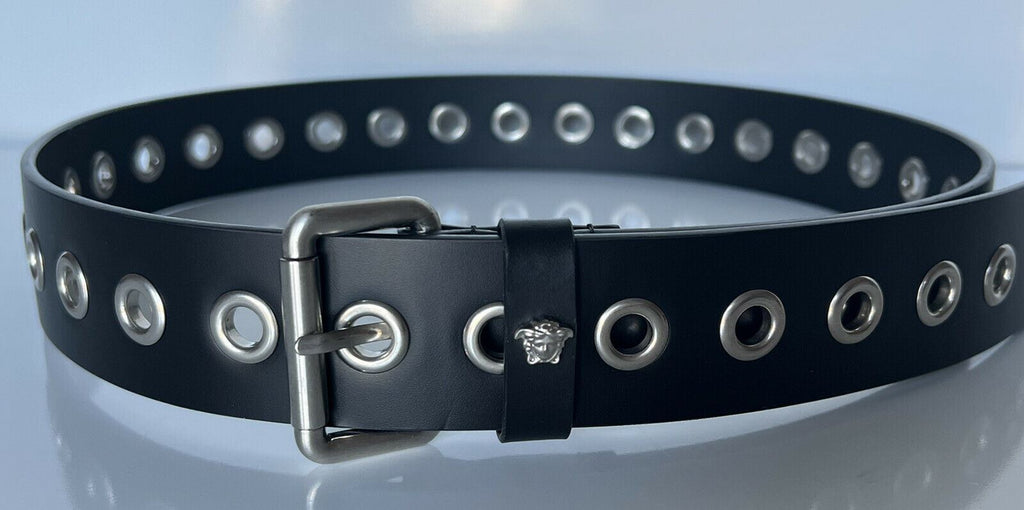 NWT 650 $ Versace Kalbsleder Schwarzer Gürtel 90/36 Hergestellt in Italien DCU7979 