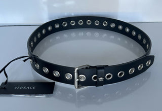 NWT 650 $ Versace Kalbsleder Schwarzer Gürtel 90/36 Hergestellt in Italien DCU7979 