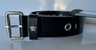 NWT 650 $ Versace Kalbsleder Schwarzer Gürtel 90/36 Hergestellt in Italien DCU7979 