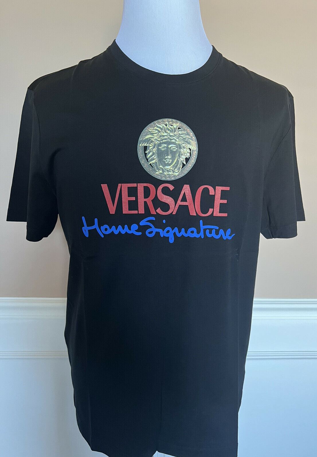 NWT $450 Versace Medusa Home Signature Print Crew Neck T-Shirt 2XL Italy 85989