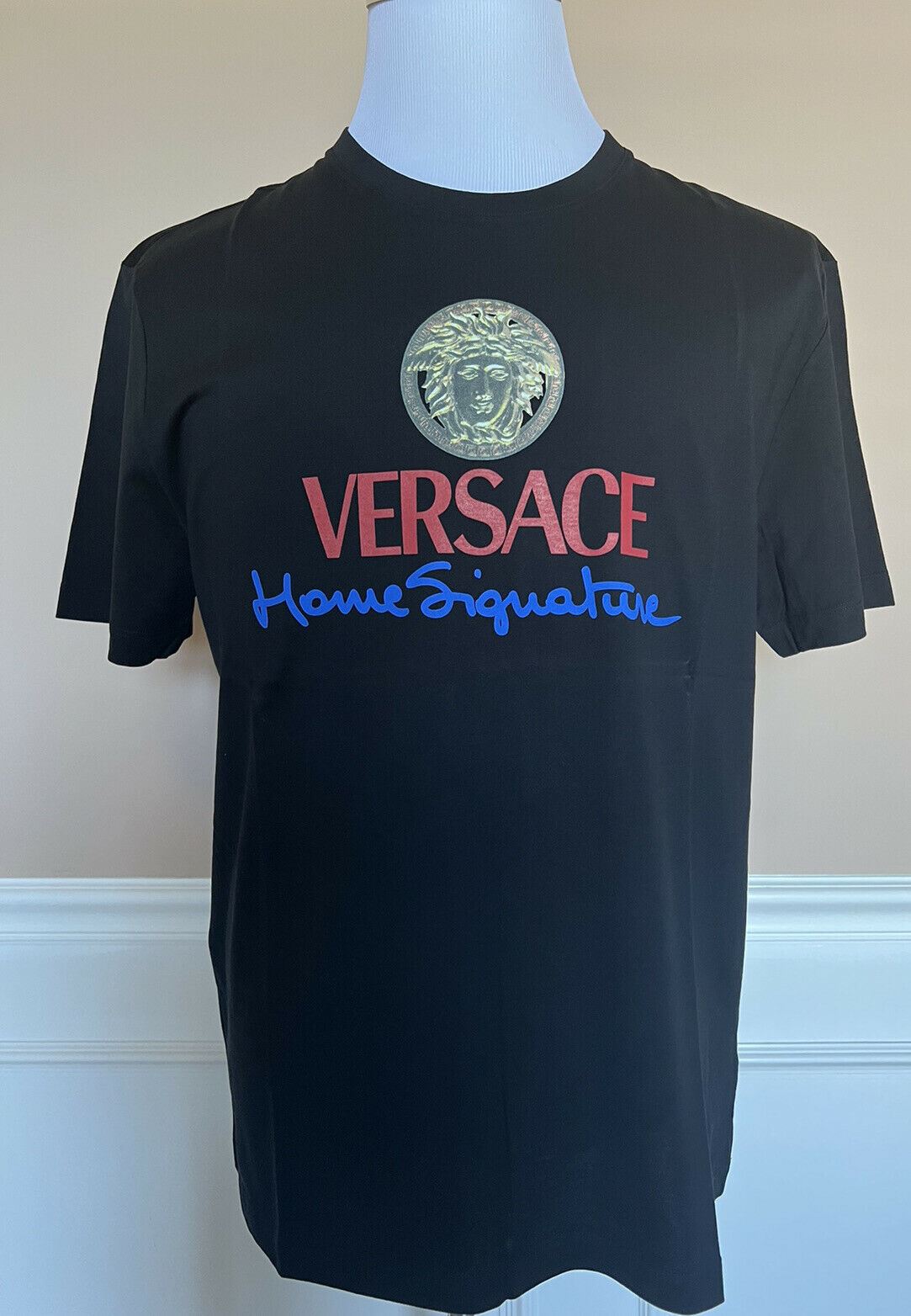 NWT $450 Versace Medusa Home Signature Print Crew Neck T-Shirt XL Italy 85989