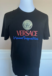 NWT 450 долларов Versace Футболка с круглым вырезом с принтом Medusa Home Signature XL, Италия 85989