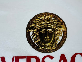Neu mit Etikett: 450 $ Versace Medusa Home Signature Print Weißes T-Shirt mit Rundhalsausschnitt L 85989