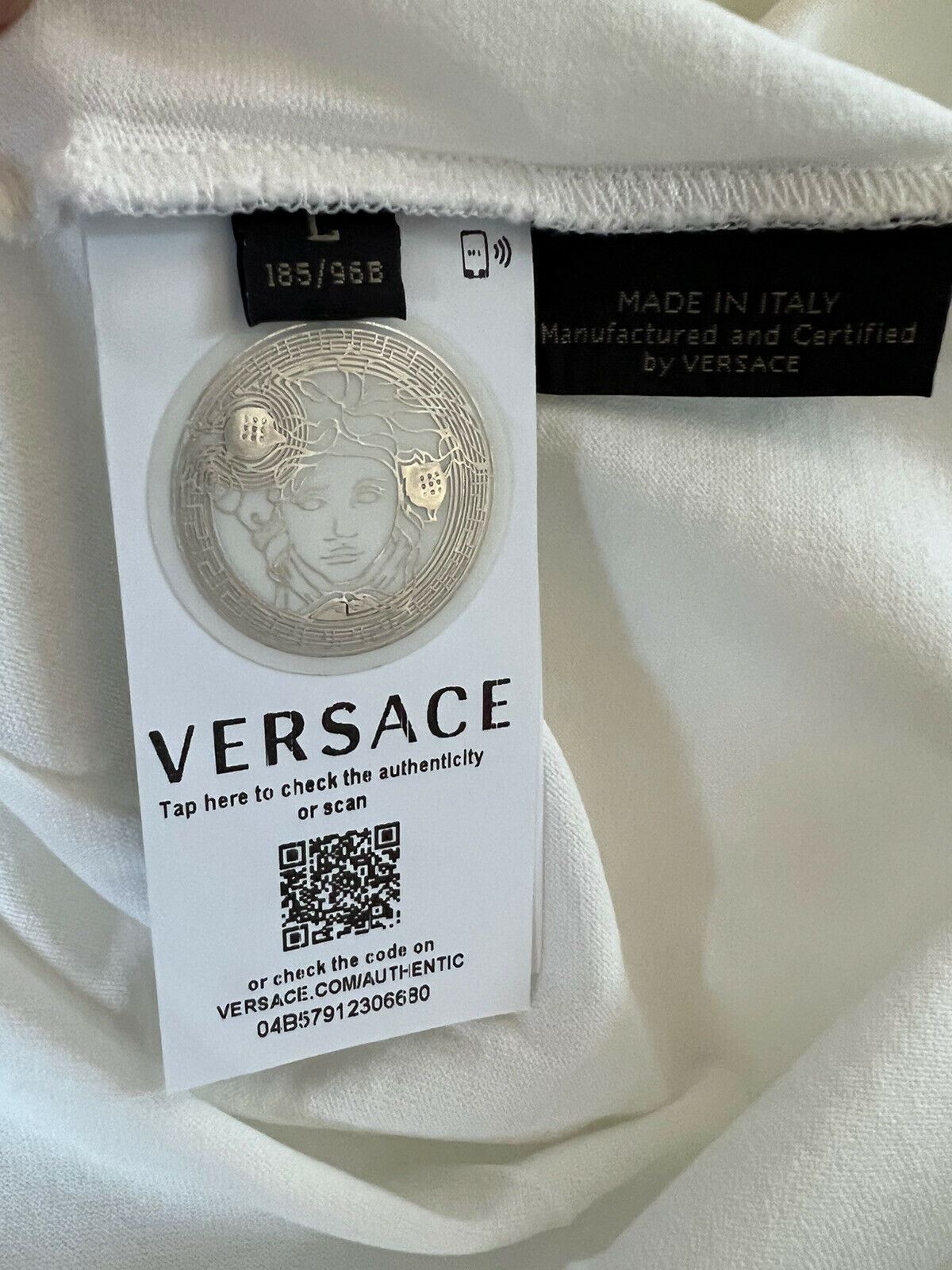 NWT $450 Versace Medusa Home Signature Print White Crew Neck T-Shirt L 85989