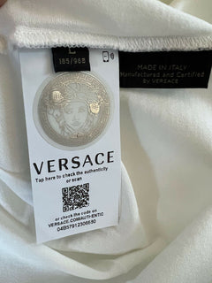 Neu mit Etikett: 450 $ Versace Medusa Home Signature Print Weißes T-Shirt mit Rundhalsausschnitt L 85989