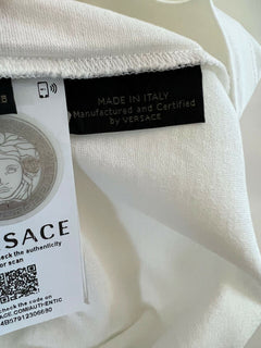 Neu mit Etikett: 450 $ Versace Medusa Home Signature Print Weißes T-Shirt mit Rundhalsausschnitt L 85989