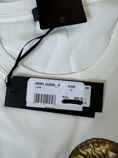 Neu mit Etikett: 450 $ Versace Medusa Home Signature Print Weißes T-Shirt mit Rundhalsausschnitt L 85989