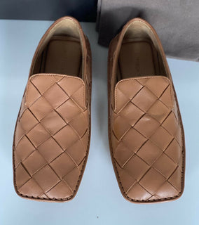 NIB $ 740 Bottega Veneta Intrecciato Leder Driver Karamell Schuhe 7 US 578309 