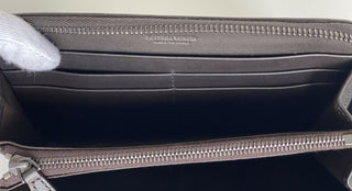 NWT $800 Bottega Veneta Intrecciato Zipper Leather Wallet Espresso 114076 IT