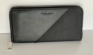 NWT 720 $ Bottega Veneta Continental Zip Around Lederbrieftasche Schwarz 573431 Italien 