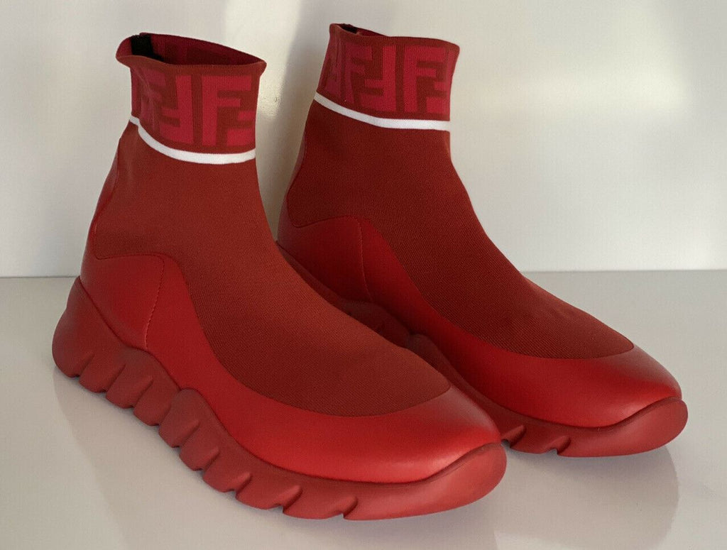 Neu $ 850 Fendi Herren Technical Knit Logo Red High Top Sock Sneaker 8 US (41 Eu) 