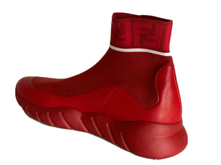 Neu $ 850 Fendi Herren Technical Knit Logo Red High Top Sock Sneaker 8 US (41 Eu) 
