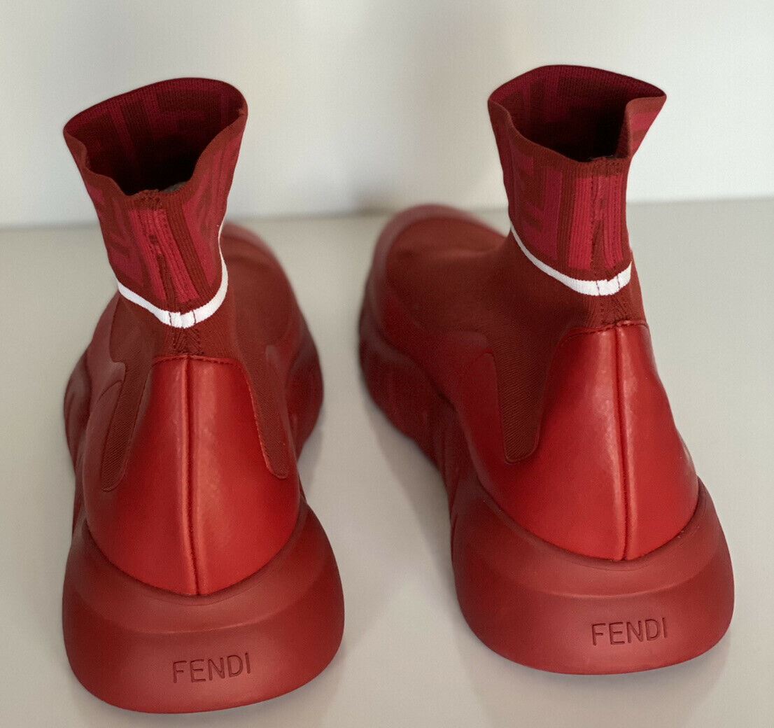 New $850 Fendi Men's Technical Knit Logo Red High Top Sock Sneaker 8 US (41 Eu)