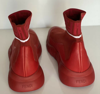 Neu $ 850 Fendi Herren Technical Knit Logo Red High Top Sock Sneaker 8 US (41 Eu) 