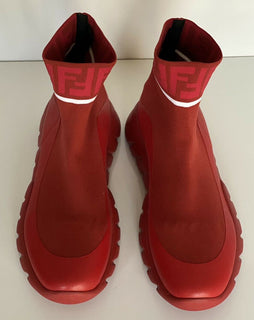 Neu $ 850 Fendi Herren Technical Knit Logo Red High Top Sock Sneaker 8 US (41 Eu) 