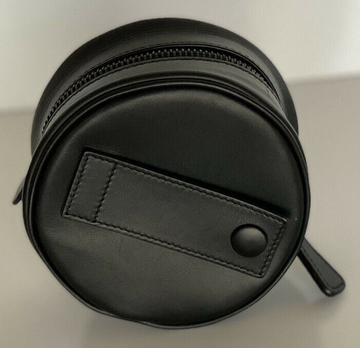 NWT $410 Bottega Veneta Black Perforated Round Compact Pouch 572037 Italy