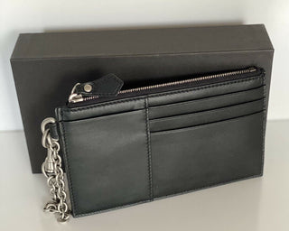 Neu mit Etikett: 500 $ Bottega Veneta Herren-Kartenetui aus Leder mit Kette, Schwarz 567190 Hergestellt in Italien