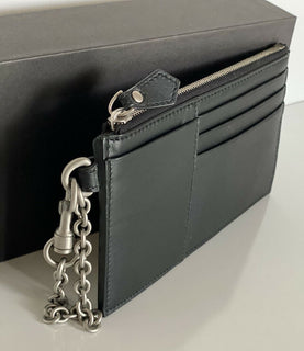 Neu mit Etikett: 500 $ Bottega Veneta Herren-Kartenetui aus Leder mit Kette, Schwarz 567190 Hergestellt in Italien