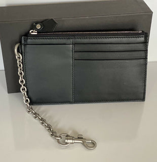 Neu mit Etikett: 500 $ Bottega Veneta Herren-Kartenetui aus Leder mit Kette, Schwarz 567190 Hergestellt in Italien