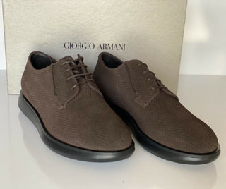 NIB 795 $ Giorgio Armani Braune Derby-Schnürschuhe für Herren 7,5 US (40,5) IT X2C629