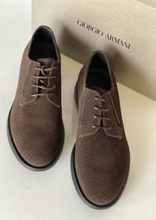 NIB 795 $ Giorgio Armani Braune Derby-Schnürschuhe für Herren 7,5 US (40,5) IT X2C629