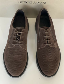 NIB 795 $ Giorgio Armani Braune Derby-Schnürschuhe für Herren 7,5 US (40,5) IT X2C629