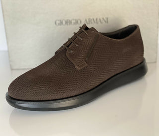 NIB 795 $ Giorgio Armani Braune Derby-Schnürschuhe für Herren 7,5 US (40,5) IT X2C629