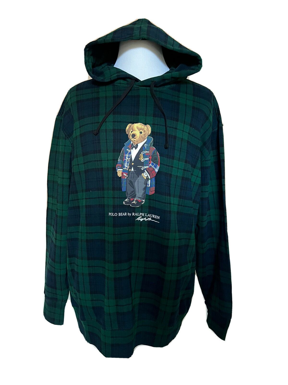 NWT $228 Polo Ralph Lauren Long Sleeve Bear Sweater with Hoodie Green XLT/TGL
