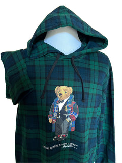 NWT 228 $ Polo Ralph Lauren Langarm-Bärenpullover mit Kapuze Grün XLT/TGL 